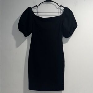 CUSHNIE Silvia off the shoulder puff sleeve mini dress LBD